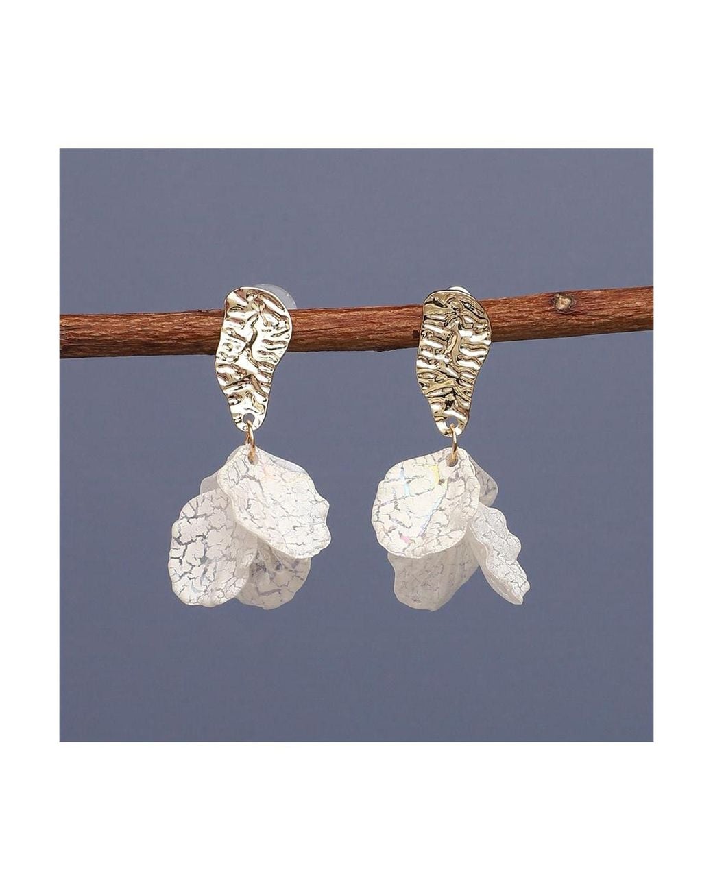 SOH White Dented Drop Earrings