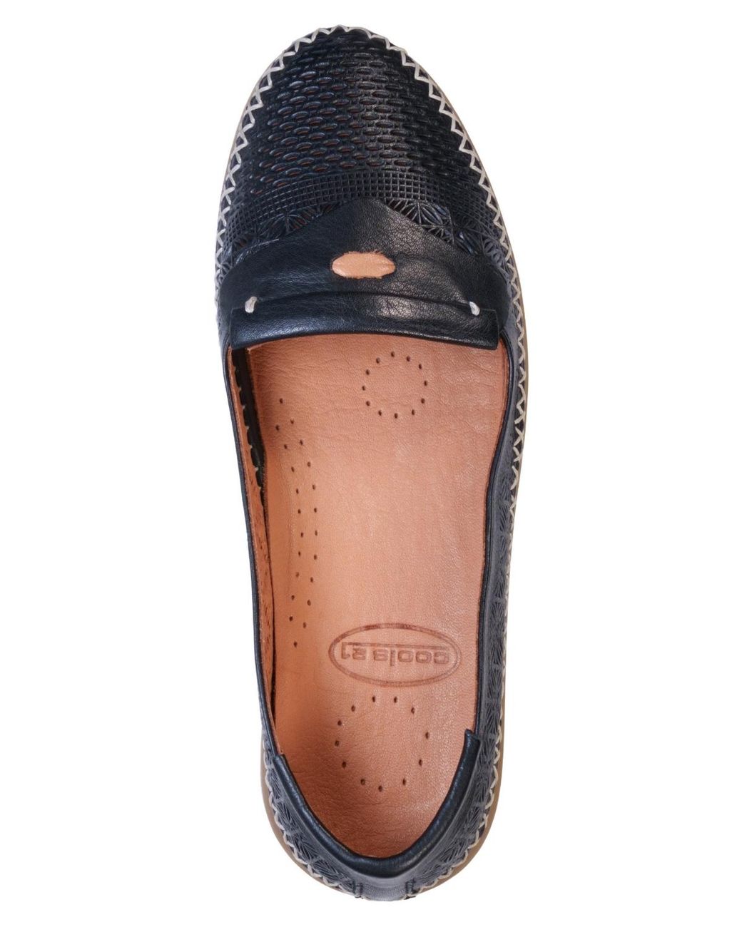 Cools 21 Blue Ginger Perforated Leather Flats