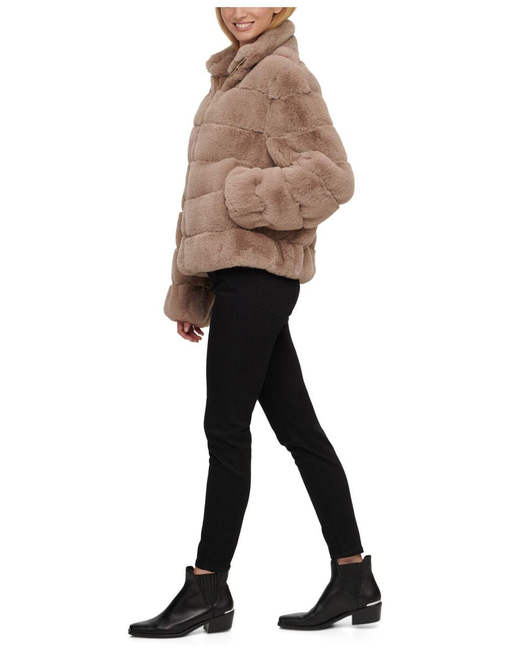 calvin klein faux fur cropped jacket