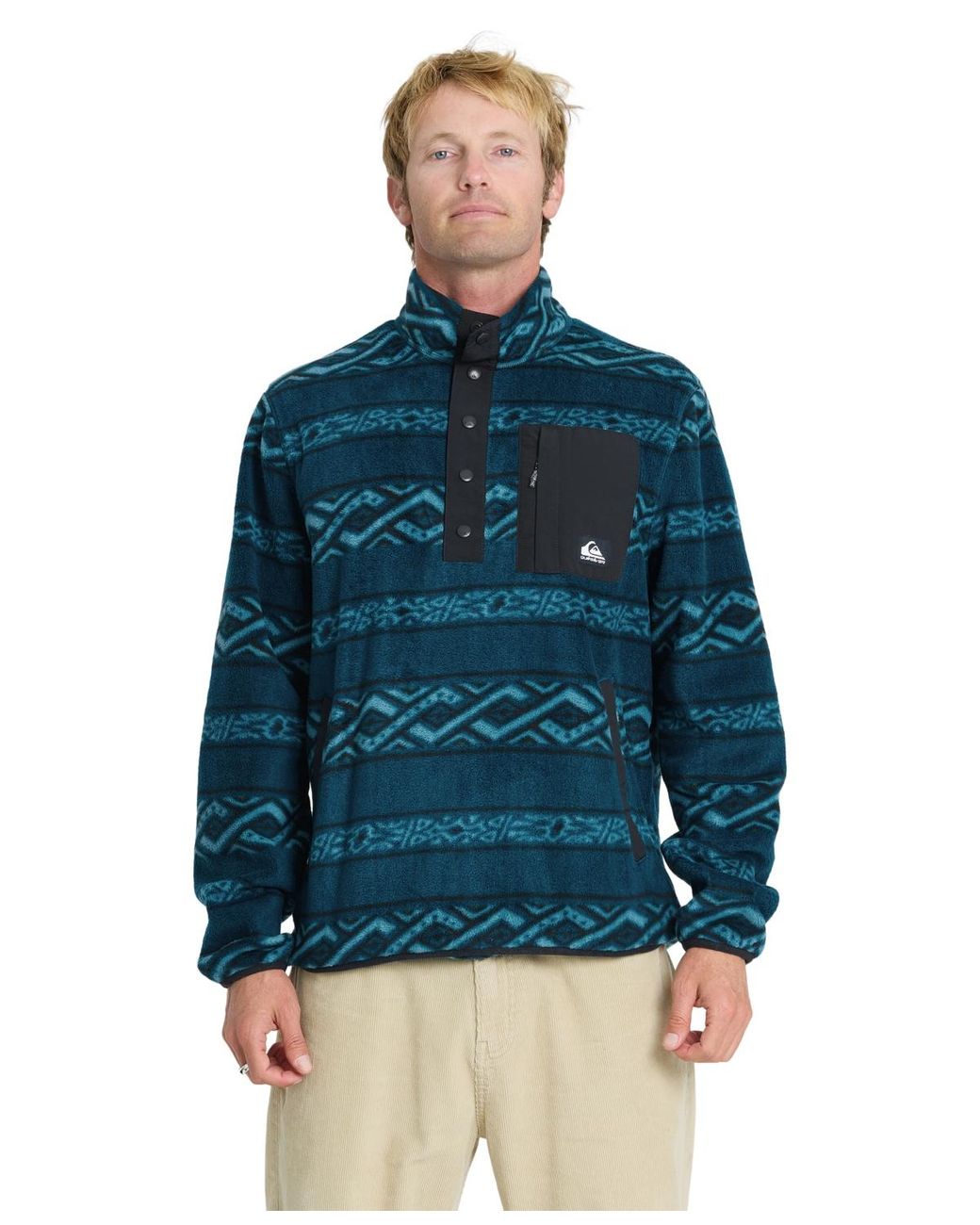 Quiksilver Blue Alpine Mock Neck Fleece Pullover for men