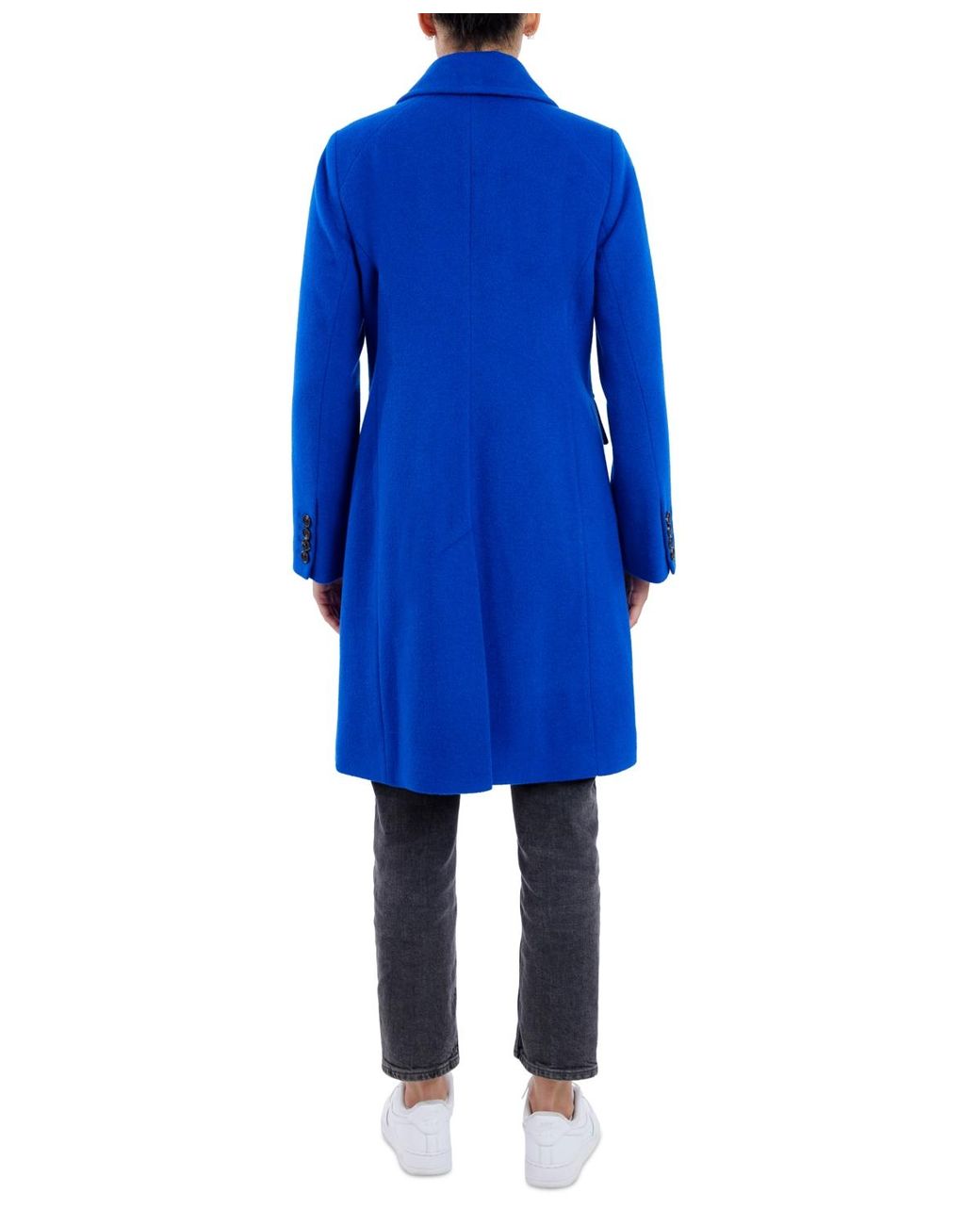 Anne Klein Blue Collared Button-front Walker Coat