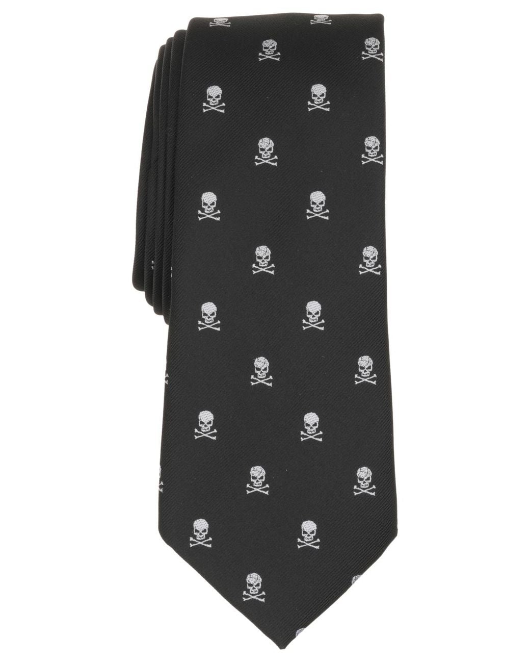 BarIII Blue Cross-bone Solid Skinny Tie for men