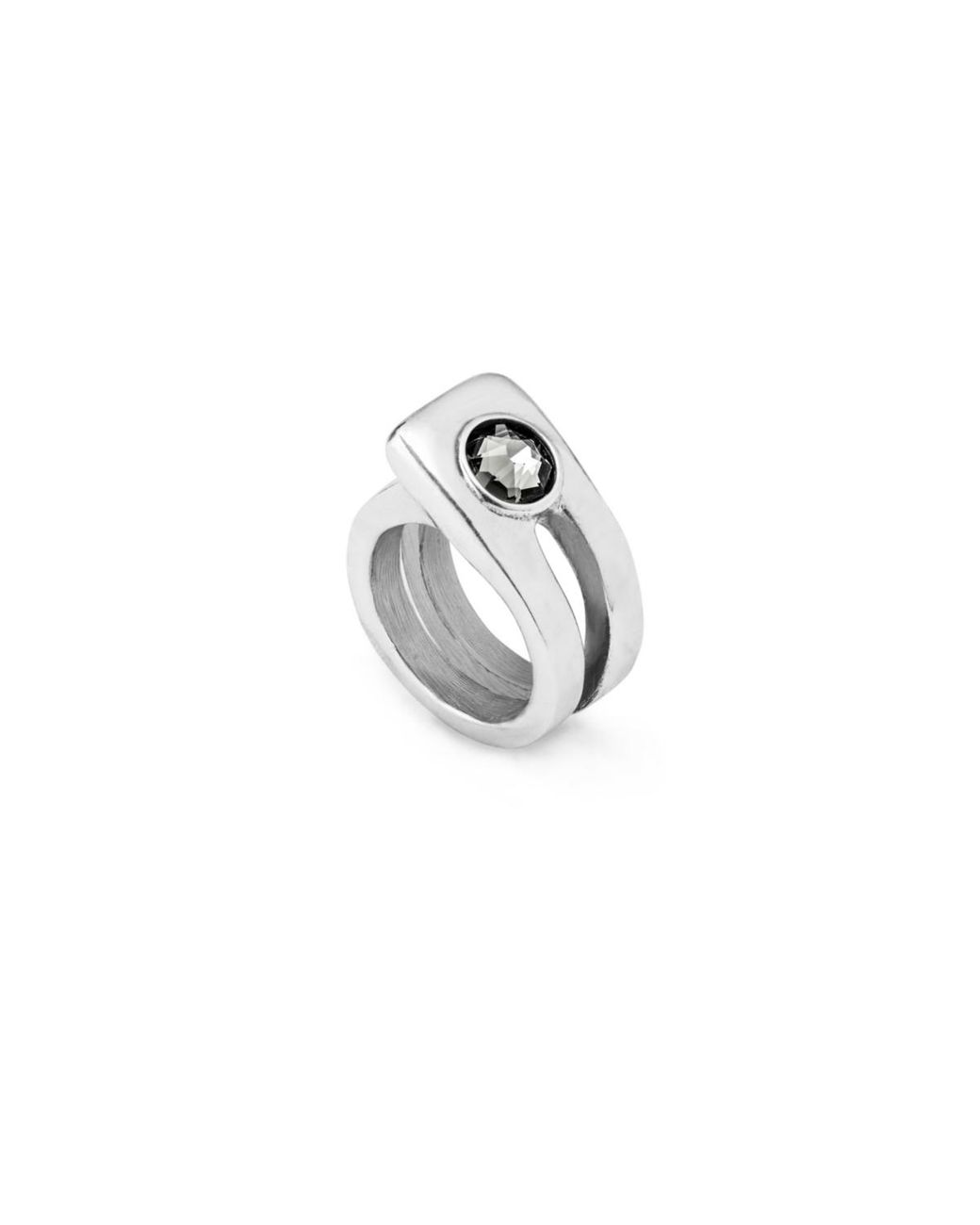Uno De 50 White Sterling Continuous Rectangular Link Metal Alloy Ring
