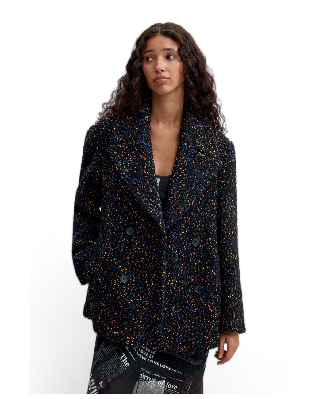 Desigual Black Short Wool Coat