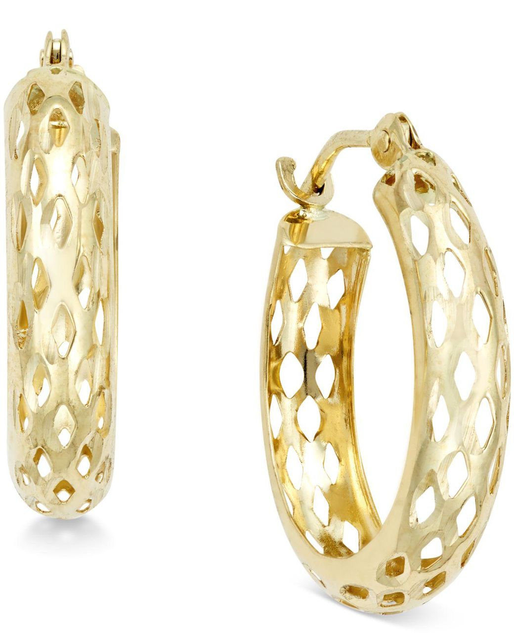 Macy's Diamond-cut Mesh Hoop Earrings In 10k Gold in Yellow Gold ...