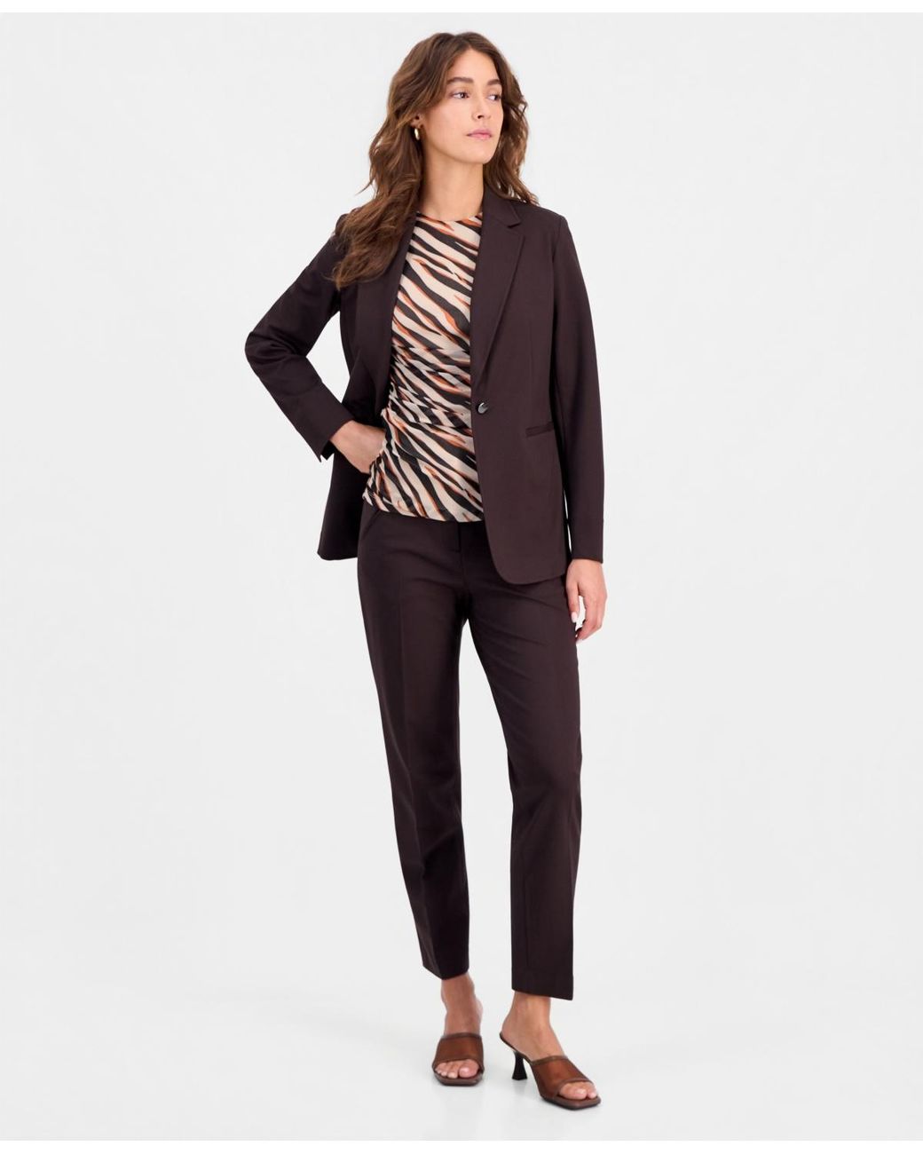 BarIII Black Compression Notch-collar Single Button Blazer