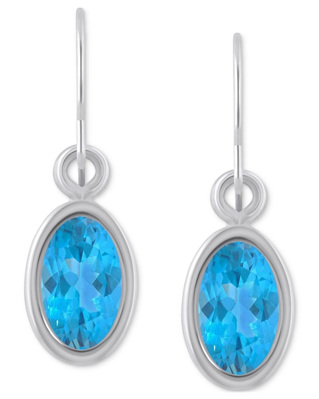 Macy's Blue Oval Gemstone Drop Earrings