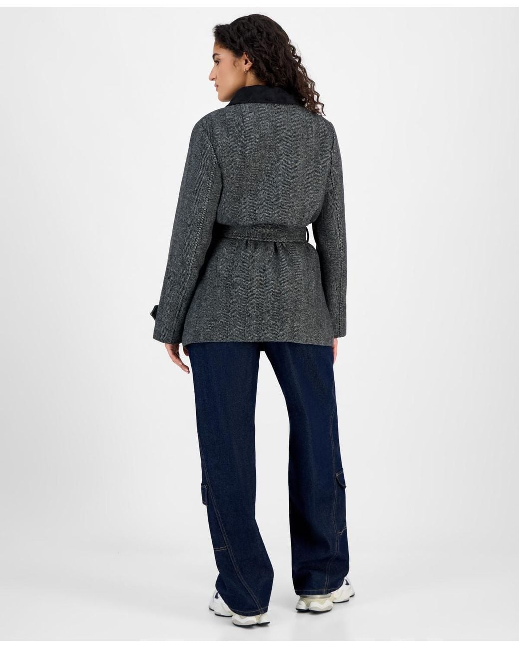 Steve Madden Blue Belted Single-breasted Jacket