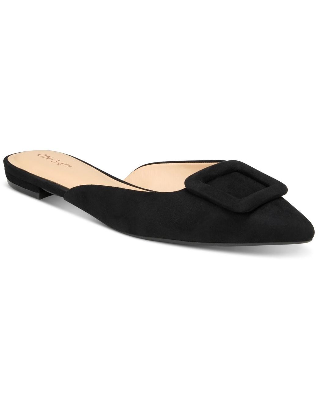 On 34th Black Mabel Buckle Mules