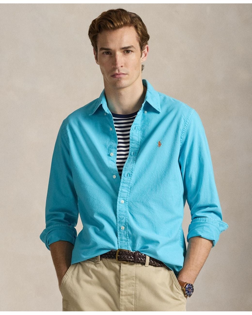 Polo Ralph Lauren Garment-dyed Oxford Shirt in Blue for Men | Lyst