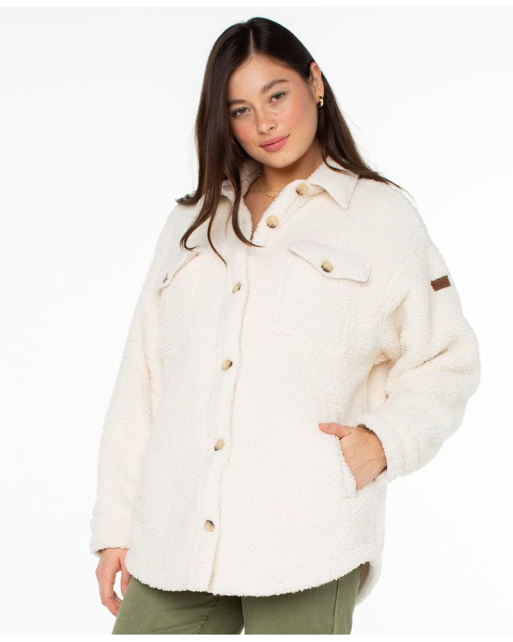 Roxy White Overlander Solid Button-up Jacket