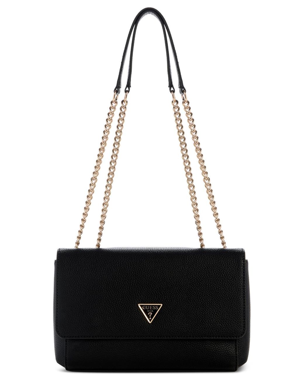GUESS Borsa Tia Convertible Crossbody In PU Nero Trapuntato – 26cm Con Catena
