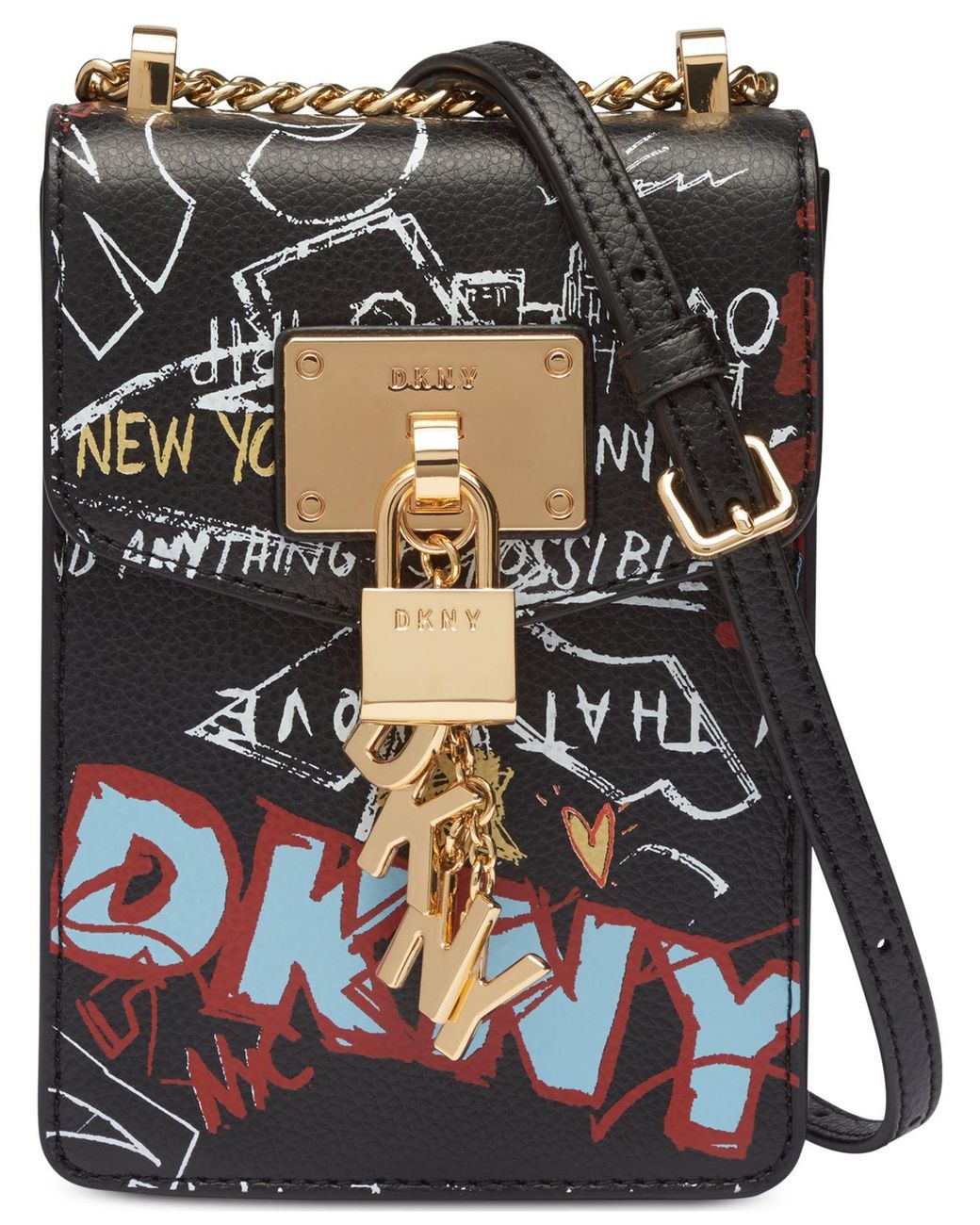 dkny elissa pebbled charm mini crossbody