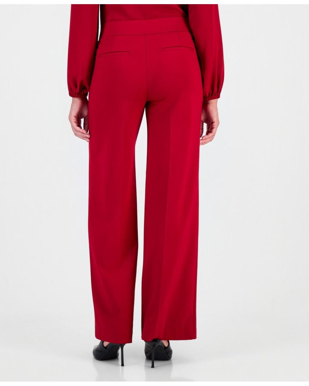 BarIII Red Pull-on Wide-leg Compression Pants