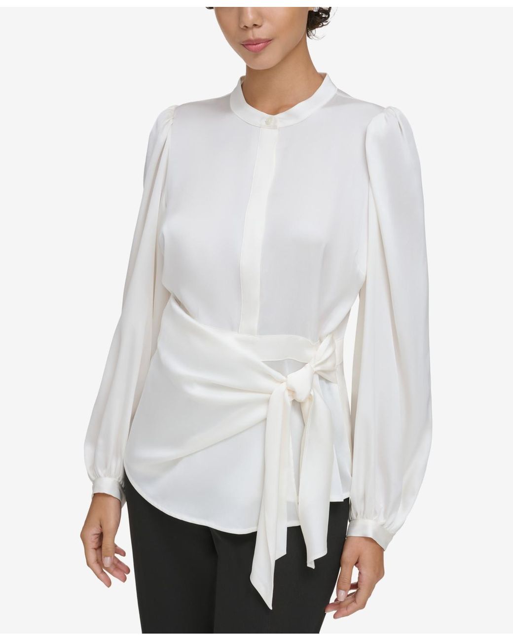 donna karan new york tie front blouse