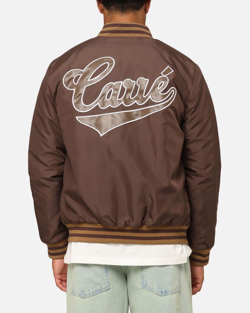 carre Brown Team Puffer Varsity Jacket for men