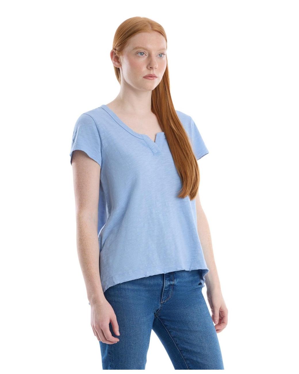 Wilt White 's Short Sleeve Placket Hi-lo Tee