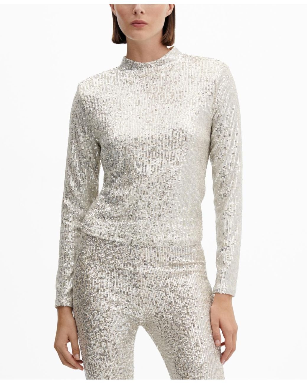 White sequin cheap turtleneck