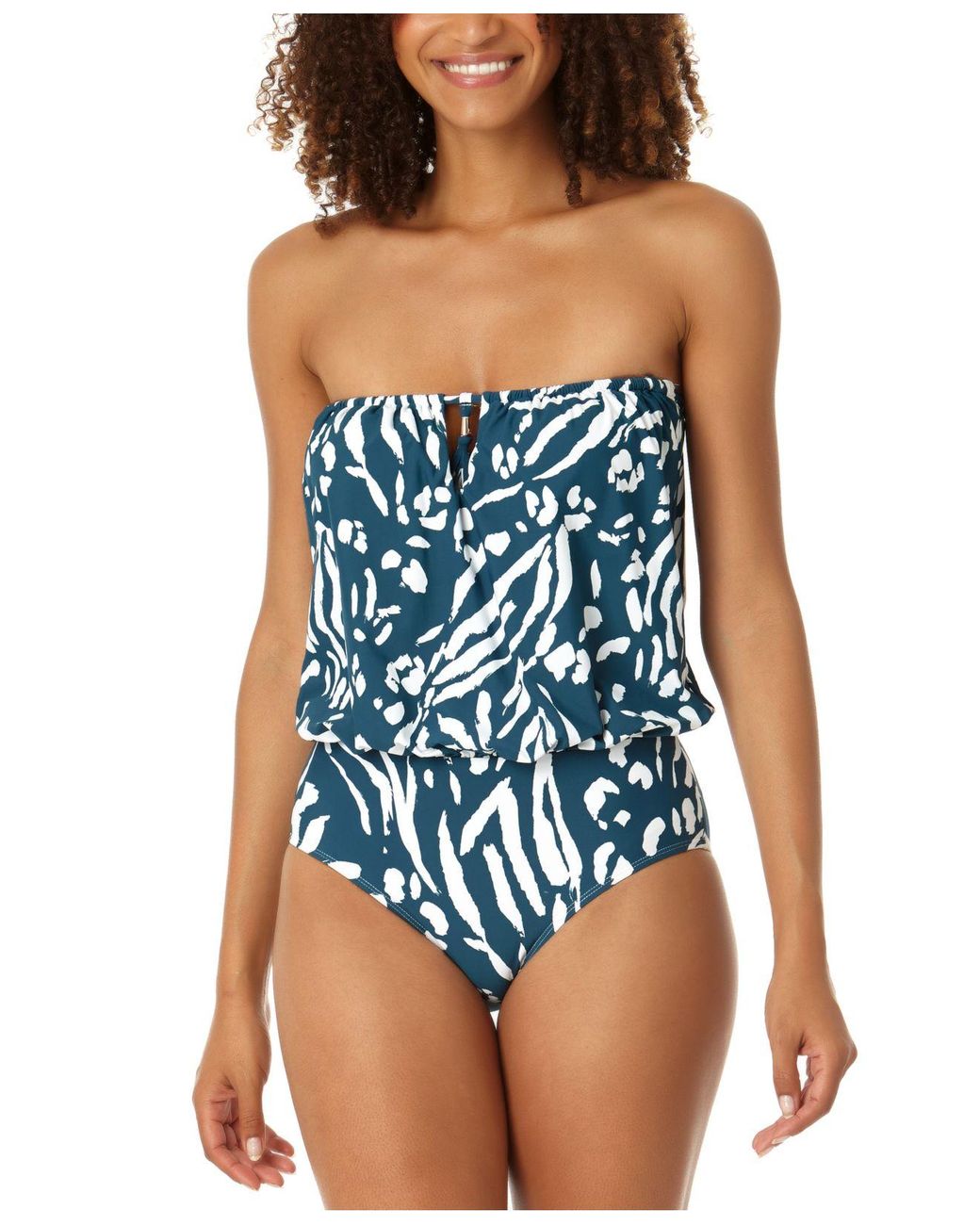 Anne Cole Printed Blouson Onepiece Swimsuit in Blue Lyst
