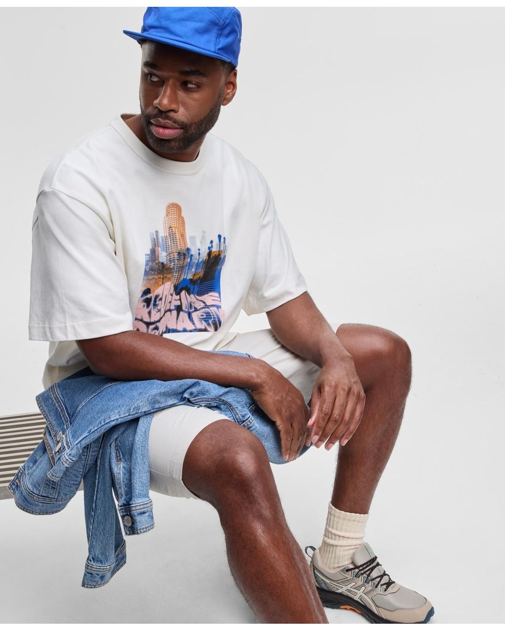 Mode Of One White Solid Ripstop Shorts for men