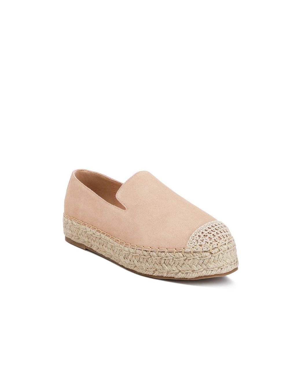 Rag & Co White Ellerie Suede Flatform Heel Espadrilles