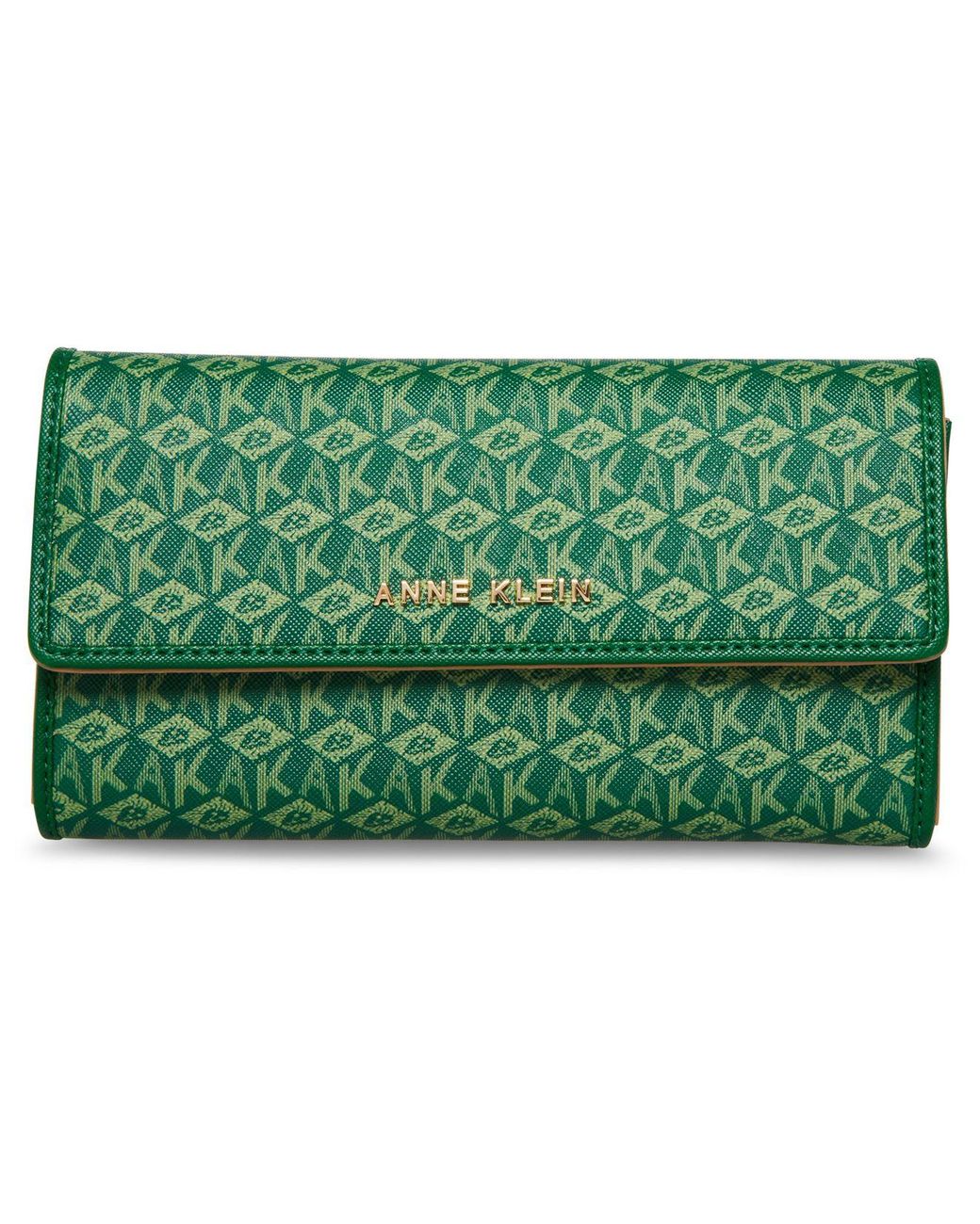 Anne Klein Mini Cube Logo Flap Wallet in Green | Lyst