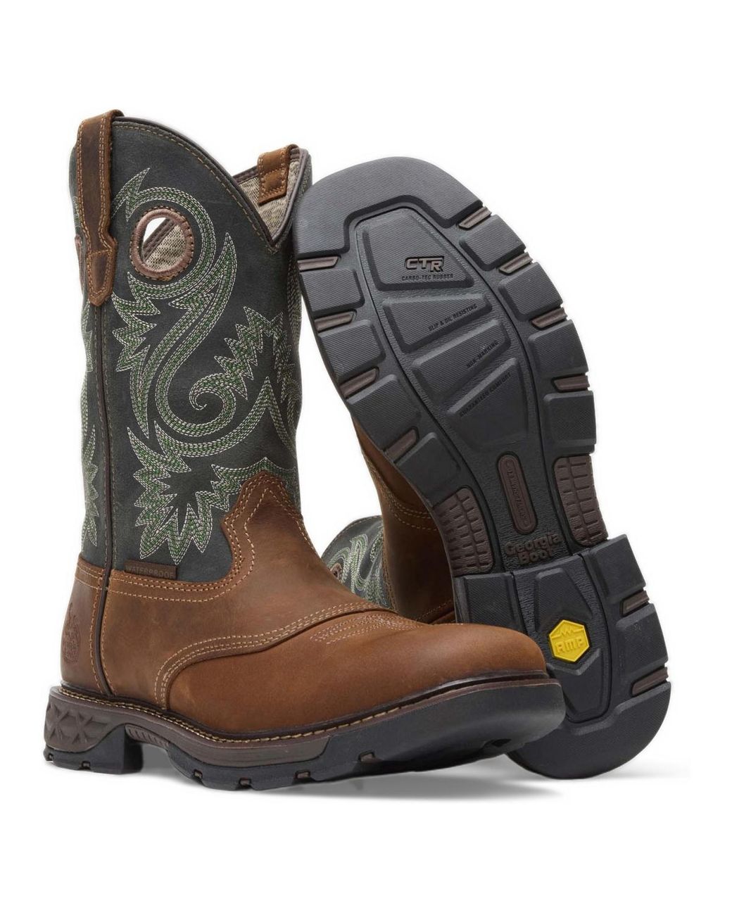 Georgia Boot Brown Carbo-tec Flx Waterproof Pull-on Work Boot for men
