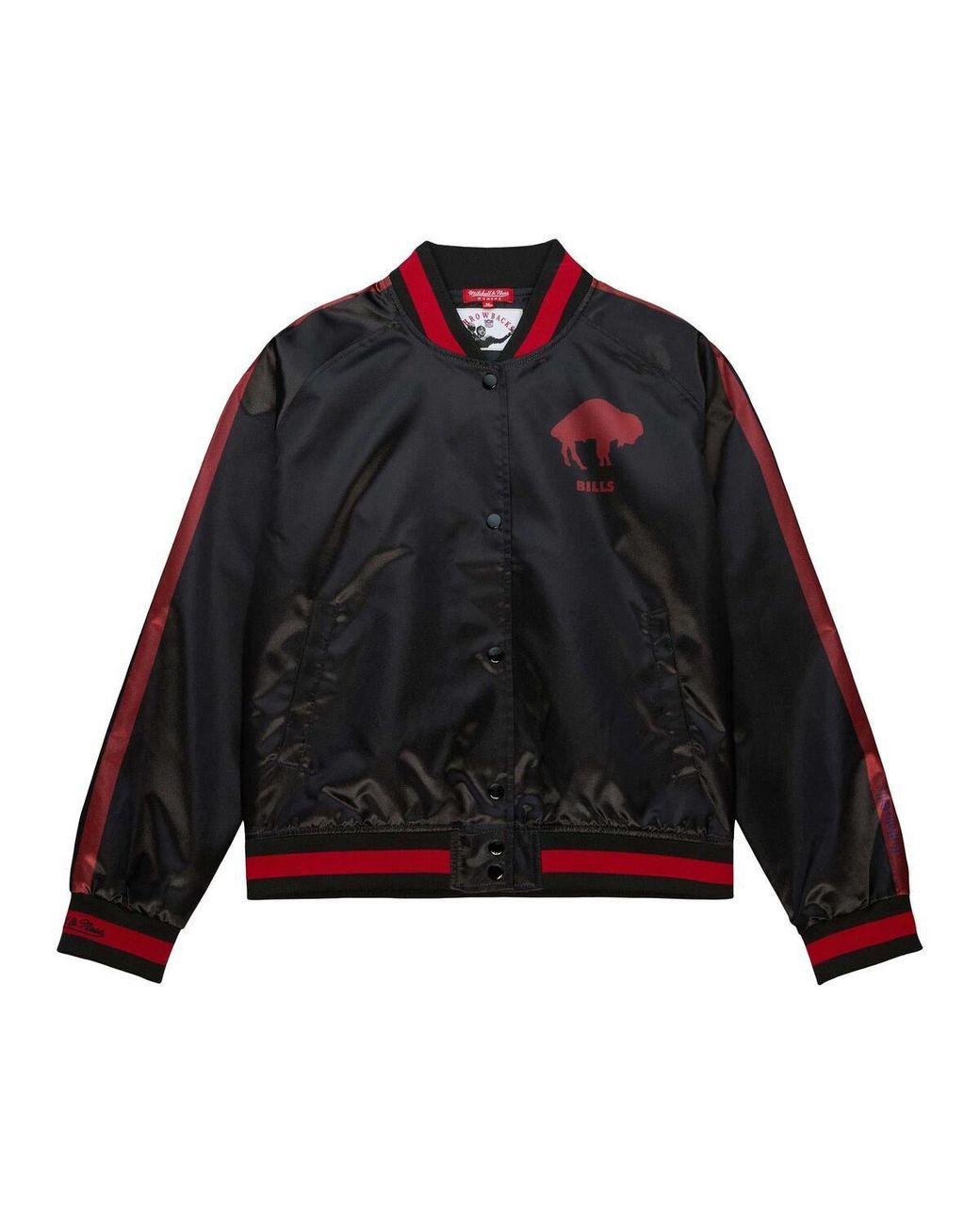Mitchell & Ness Black Buffalo Bills Raglan Satin Full-snap Jacket