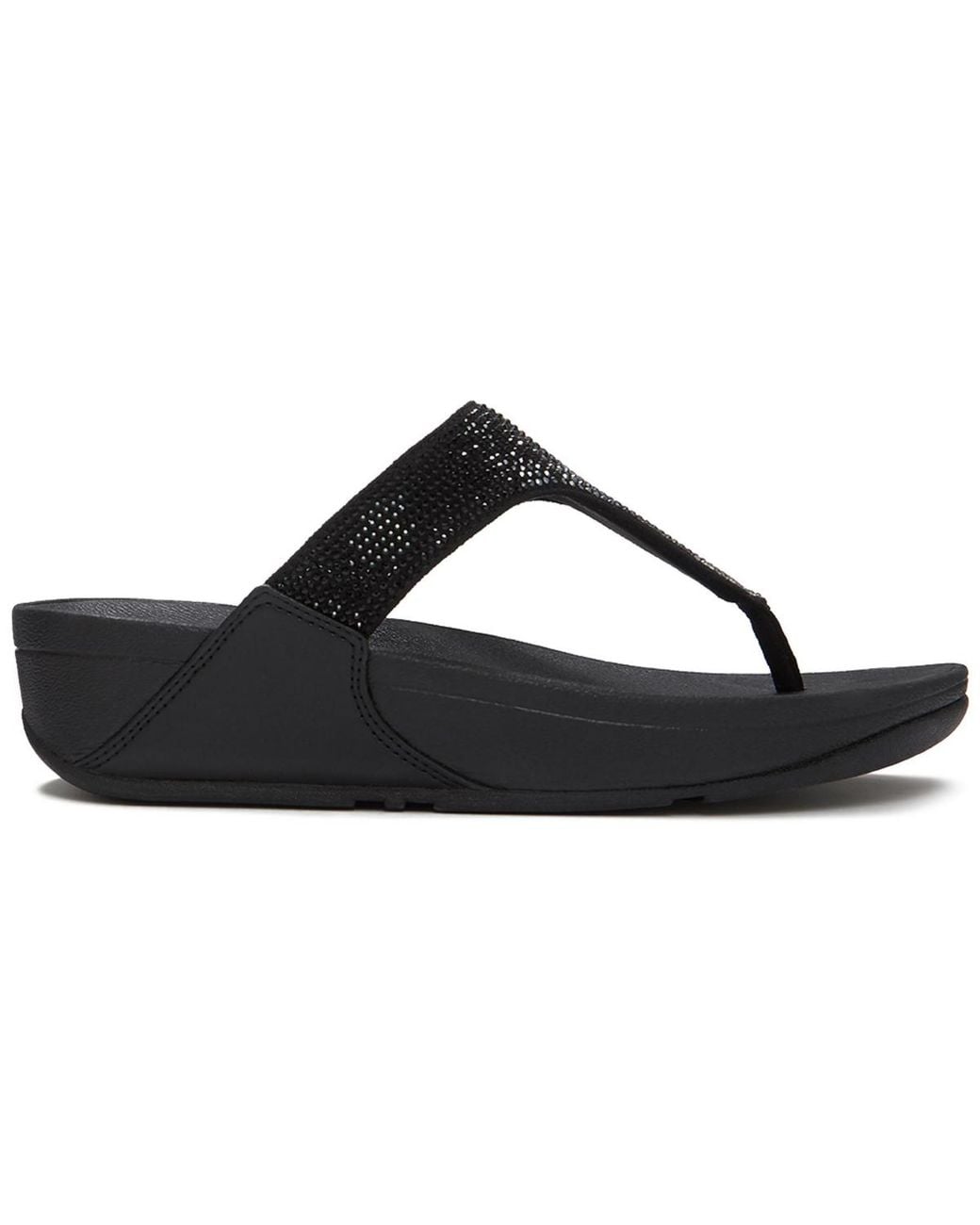 Crystal Toe Fitflop Lulu Ombre Crystal Toe Post Wedge Sandals in Black | Lyst