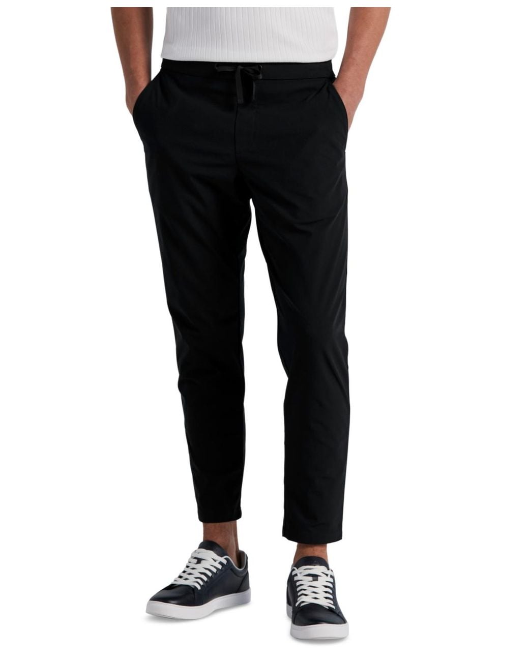 Perry Ellis Black Slim Tapered Drawstring Pants for men