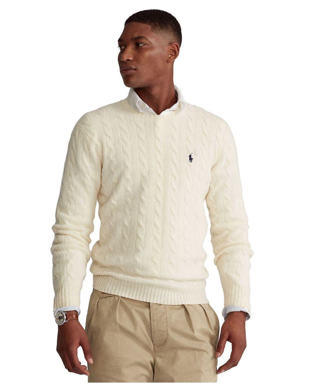verachten kwartaal conservatief Polo Ralph Lauren Cable Wool-cashmere Sweater in Natural for Men | Lyst