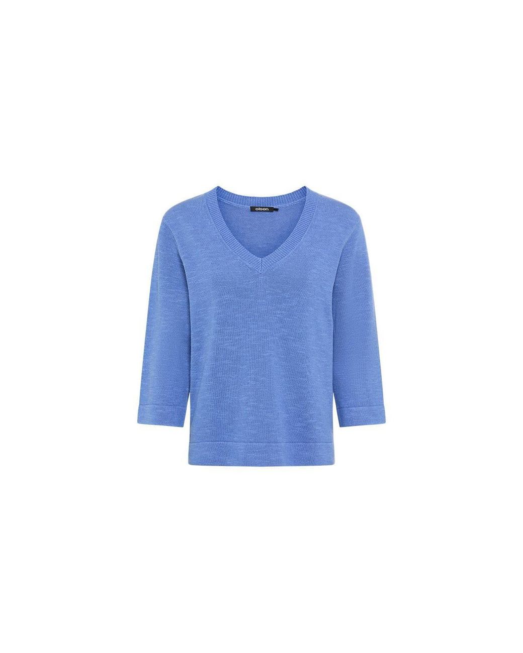 Olsen Blue Solid V-neck Sweater