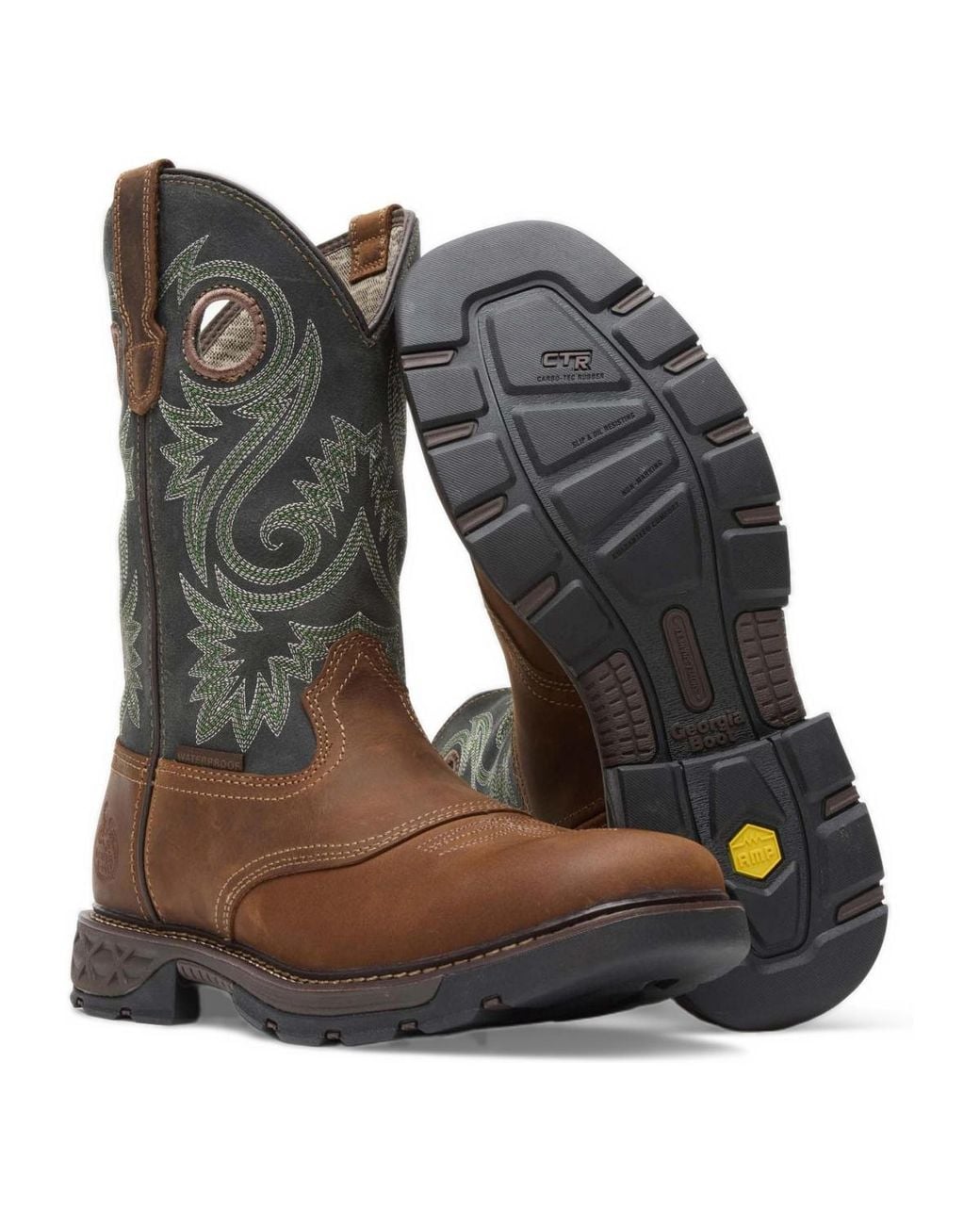 Georgia Boot Brown Carbo-tec Flx Waterproof Pull-on Work Boot for men