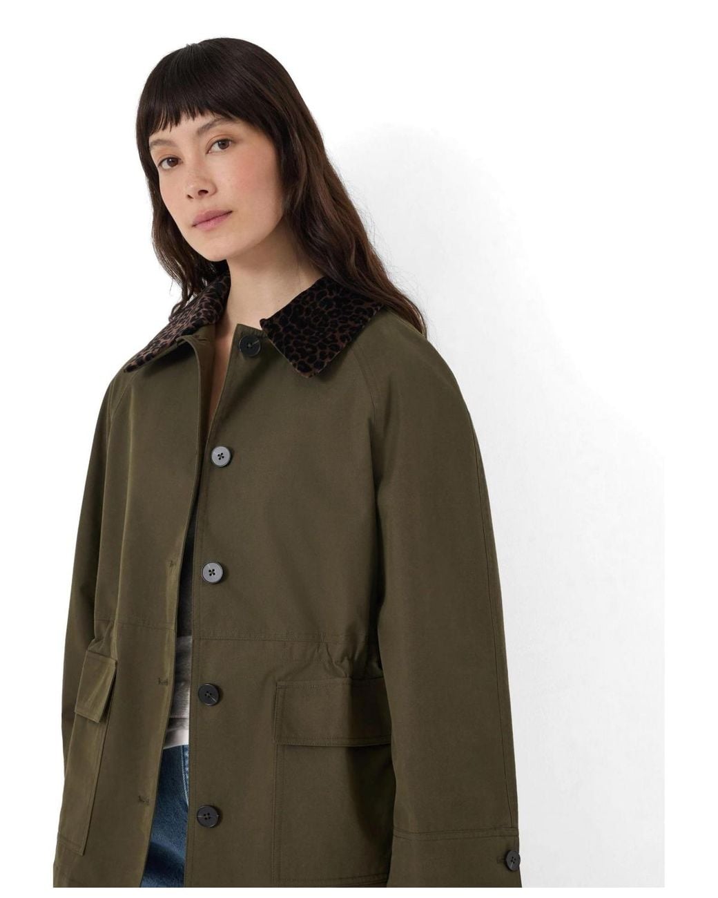 Hush Brown Leopard Collar Barn Jacket