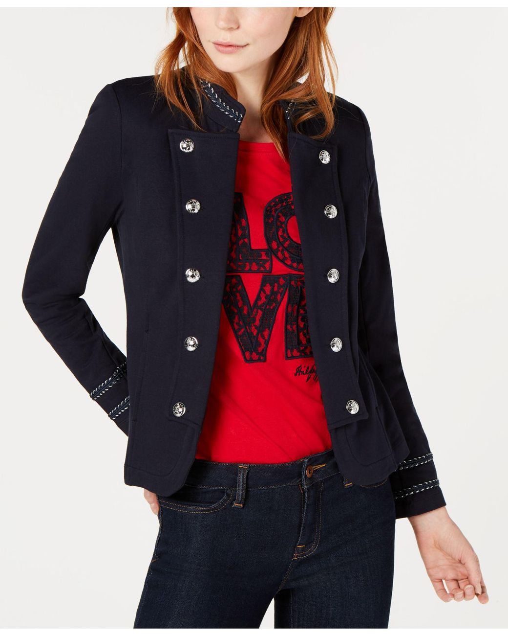 Tommy Hilfiger French-terry Band Jacket, Created For Macy's in Red | Lyst