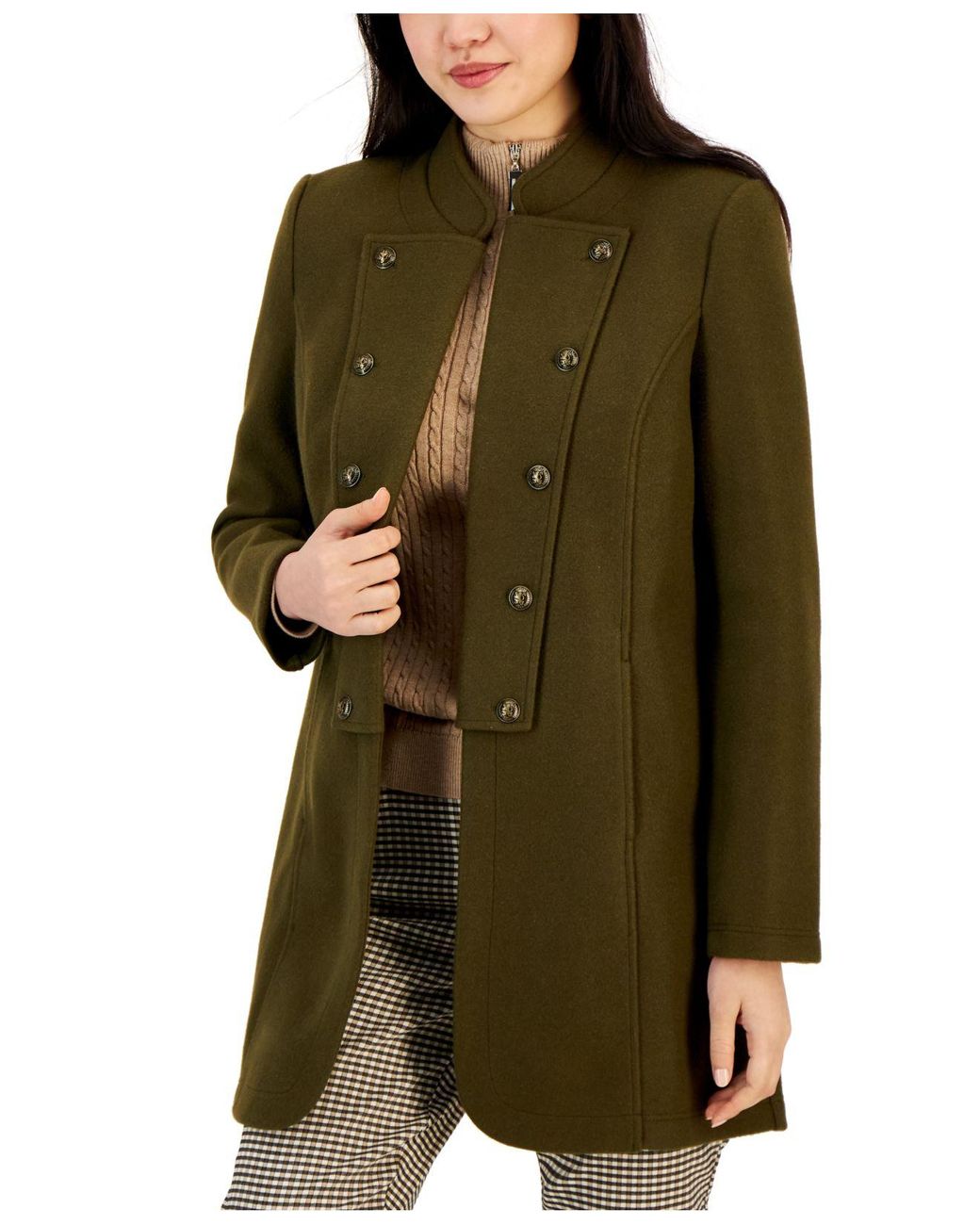 Tommy Hilfiger Long Emblem-button Band Jacket in Green | Lyst