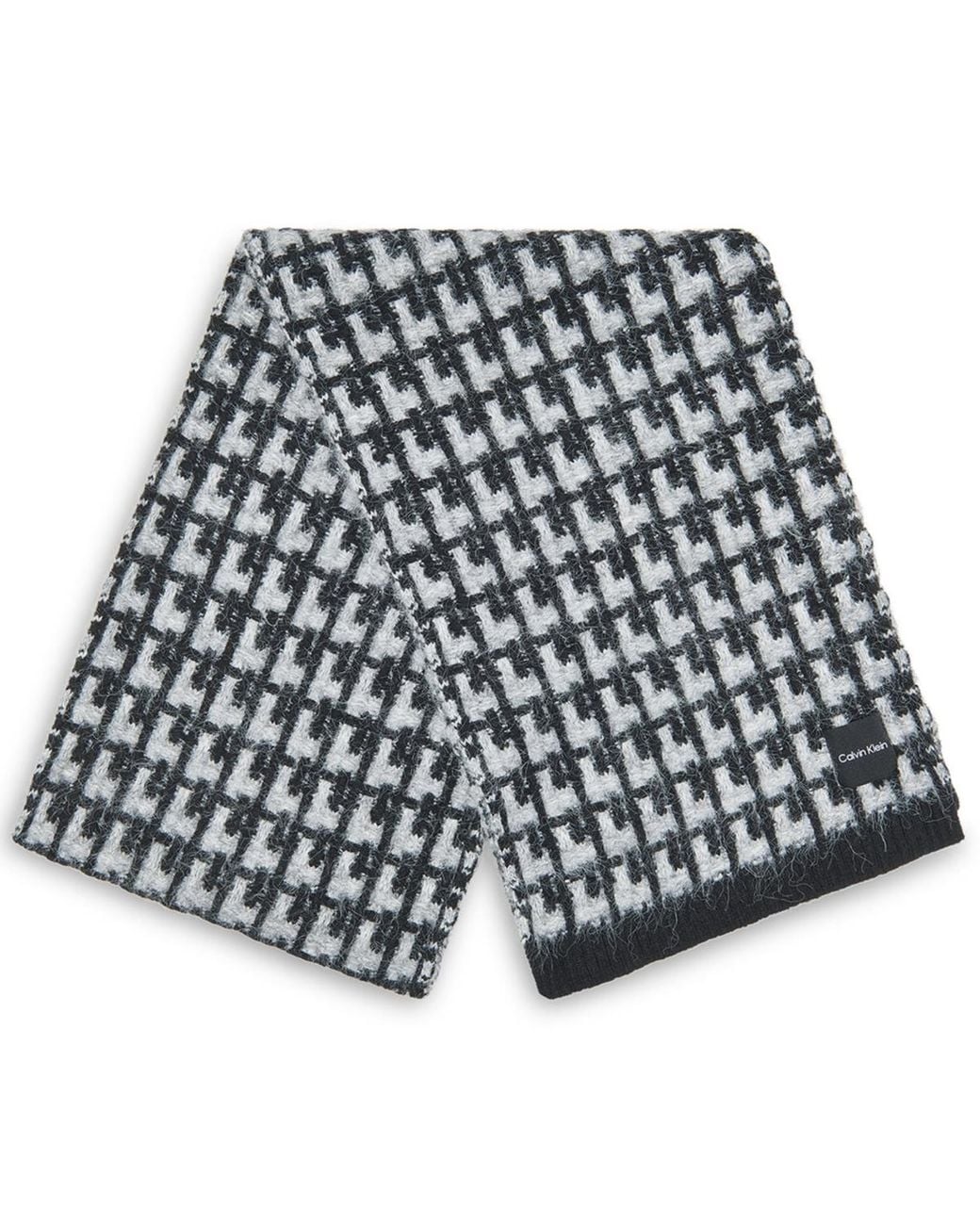 Calvin Klein Blue Grid Knit Everyday Scarf