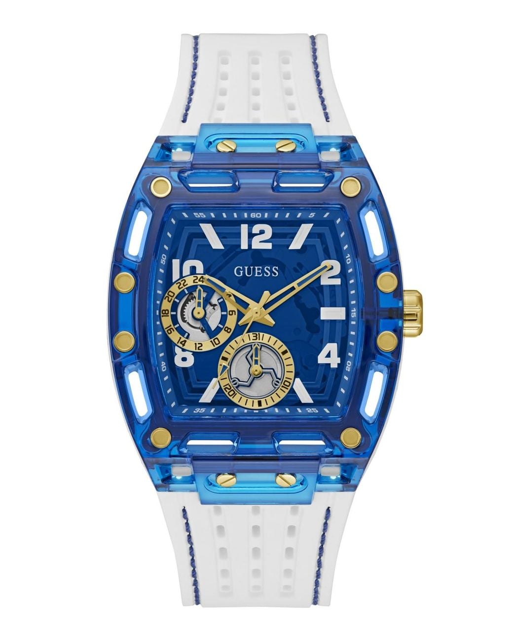Guess Blue Multi-function Silicone Watch for men