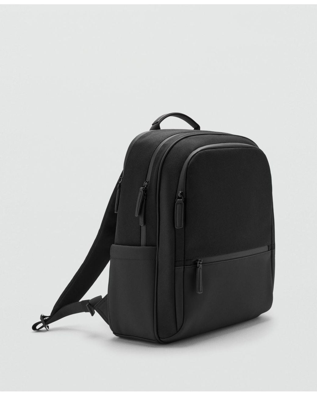 Mango Black Pockets Multi-functional Backpack for men