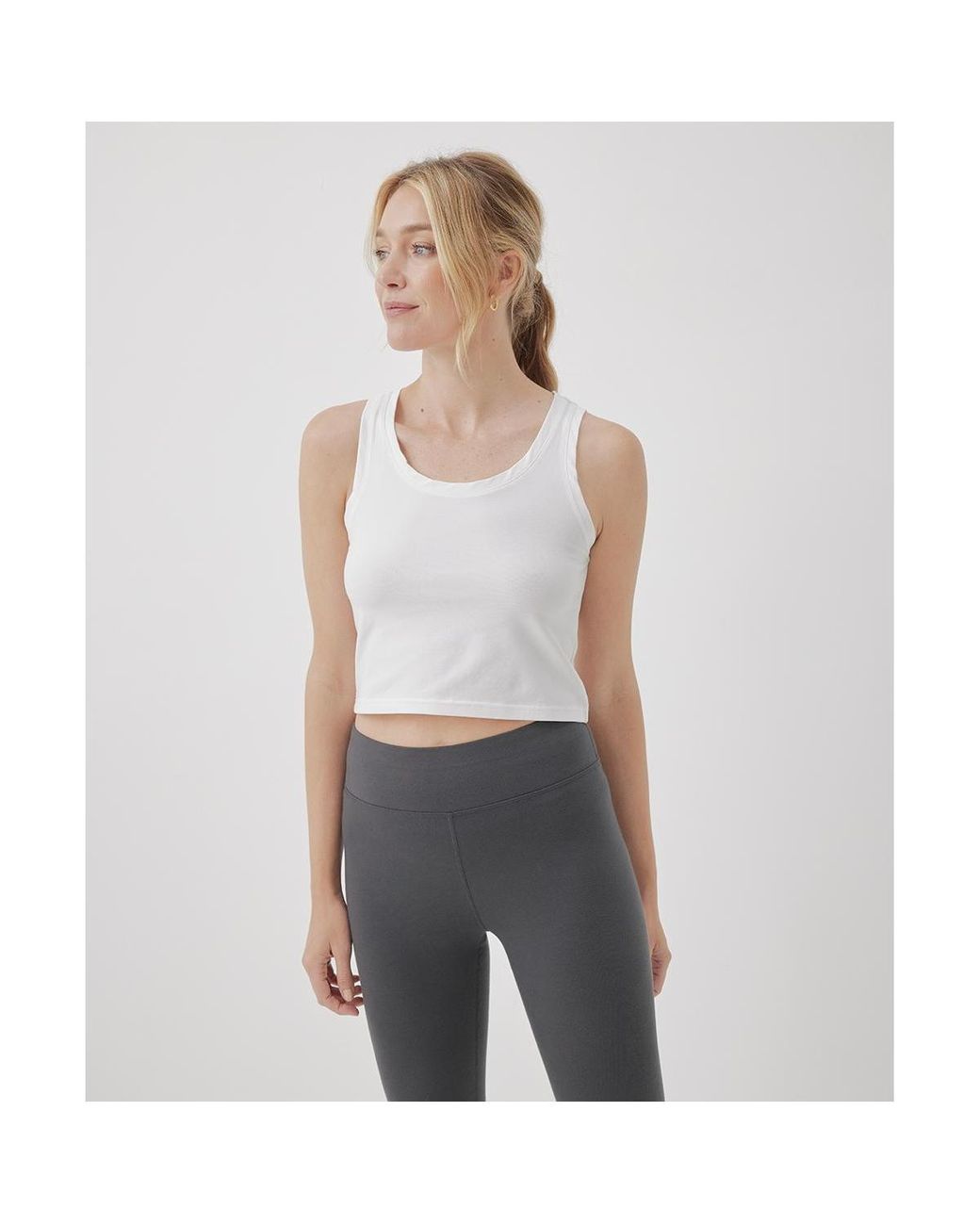 Pact Cotton Cool Stretch Fitted Lounge Tank in Gray