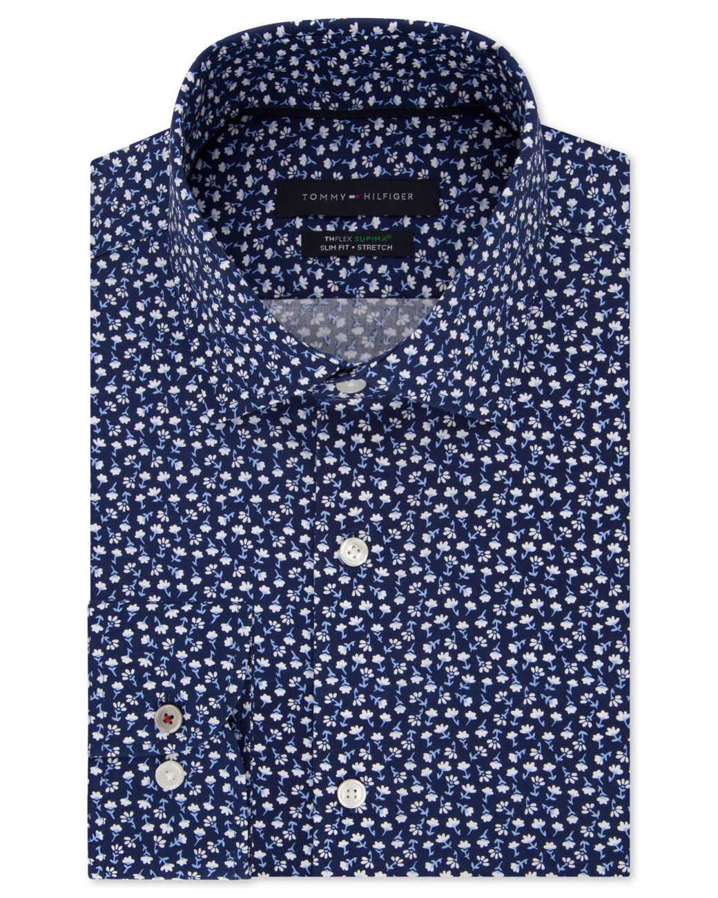 Tommy Hilfiger Slim-fit Th Flex Non-iron Supima Stretch Floral Dress Shirt  in Blue for Men | Lyst