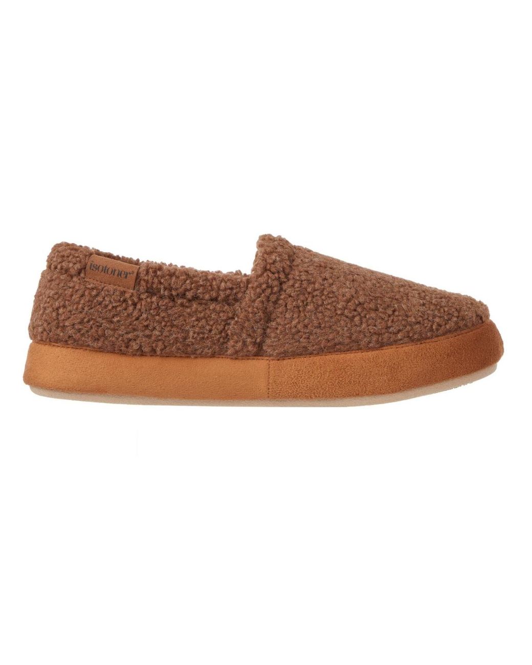 Isotoner Brown Berber Closed Back Slippers for men