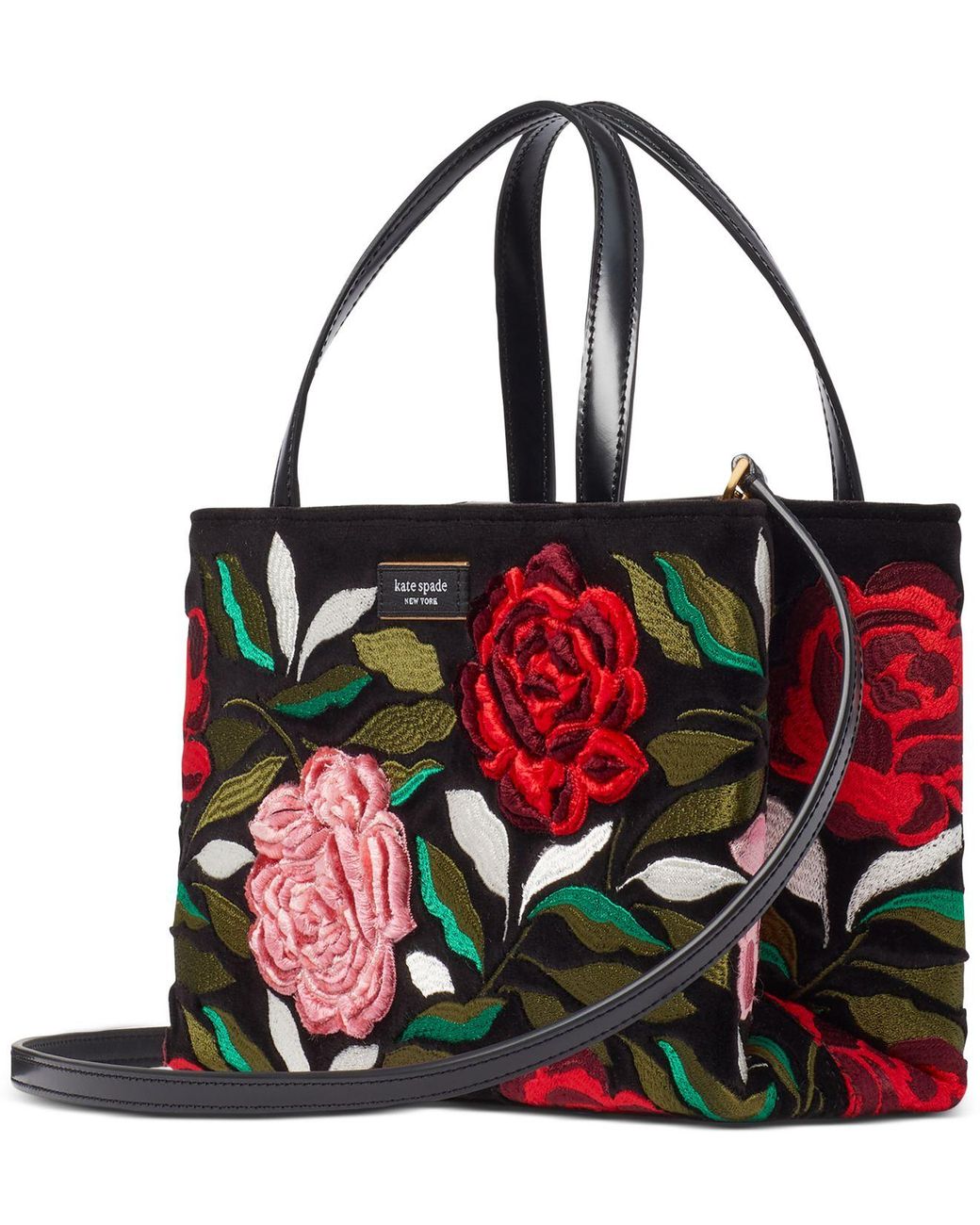 Kate Spade Sam Icon Rose Garden Embroidery Embellished Velvet Tote in Red |  Lyst
