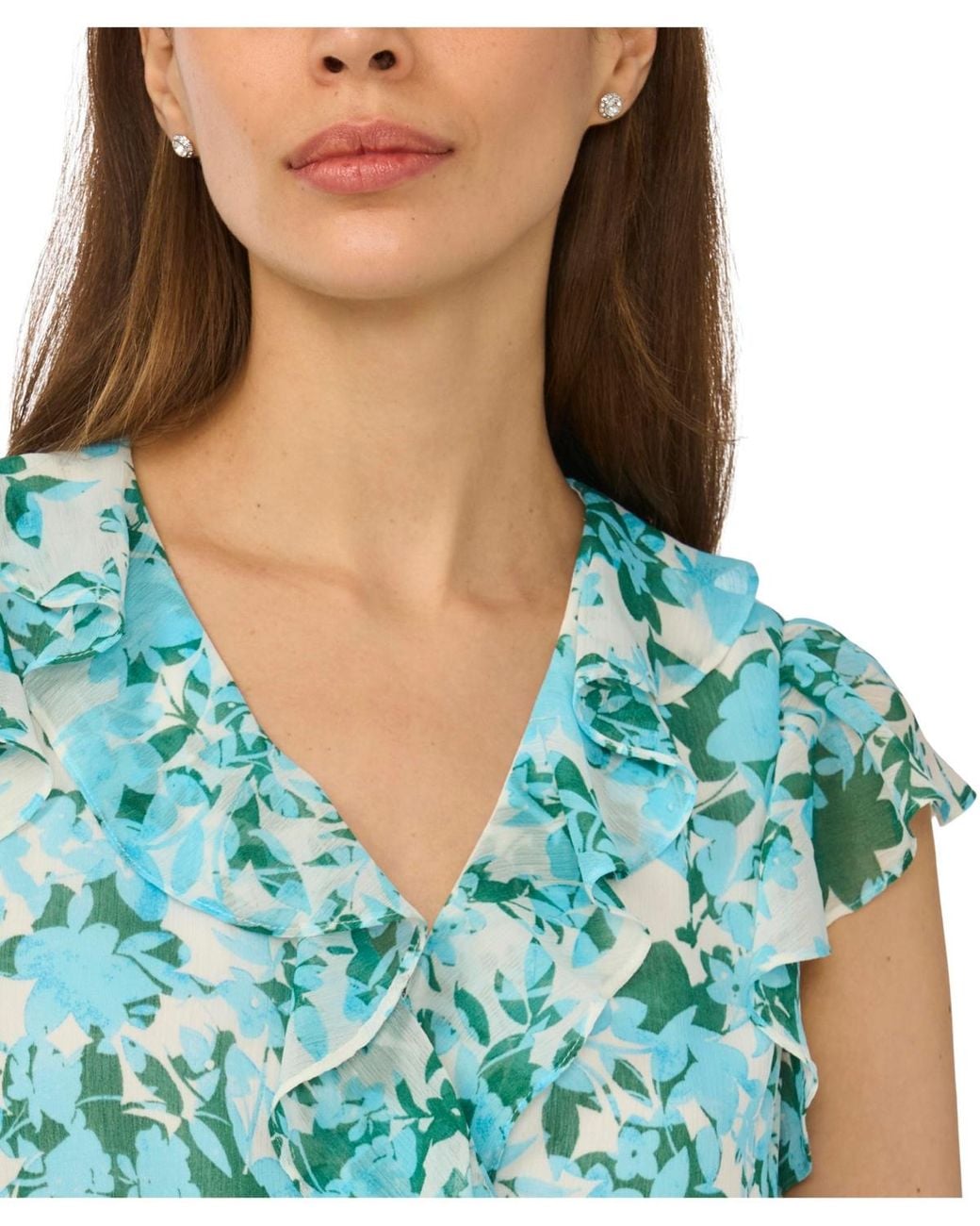 Cece Blue Ruffle Wrap Top