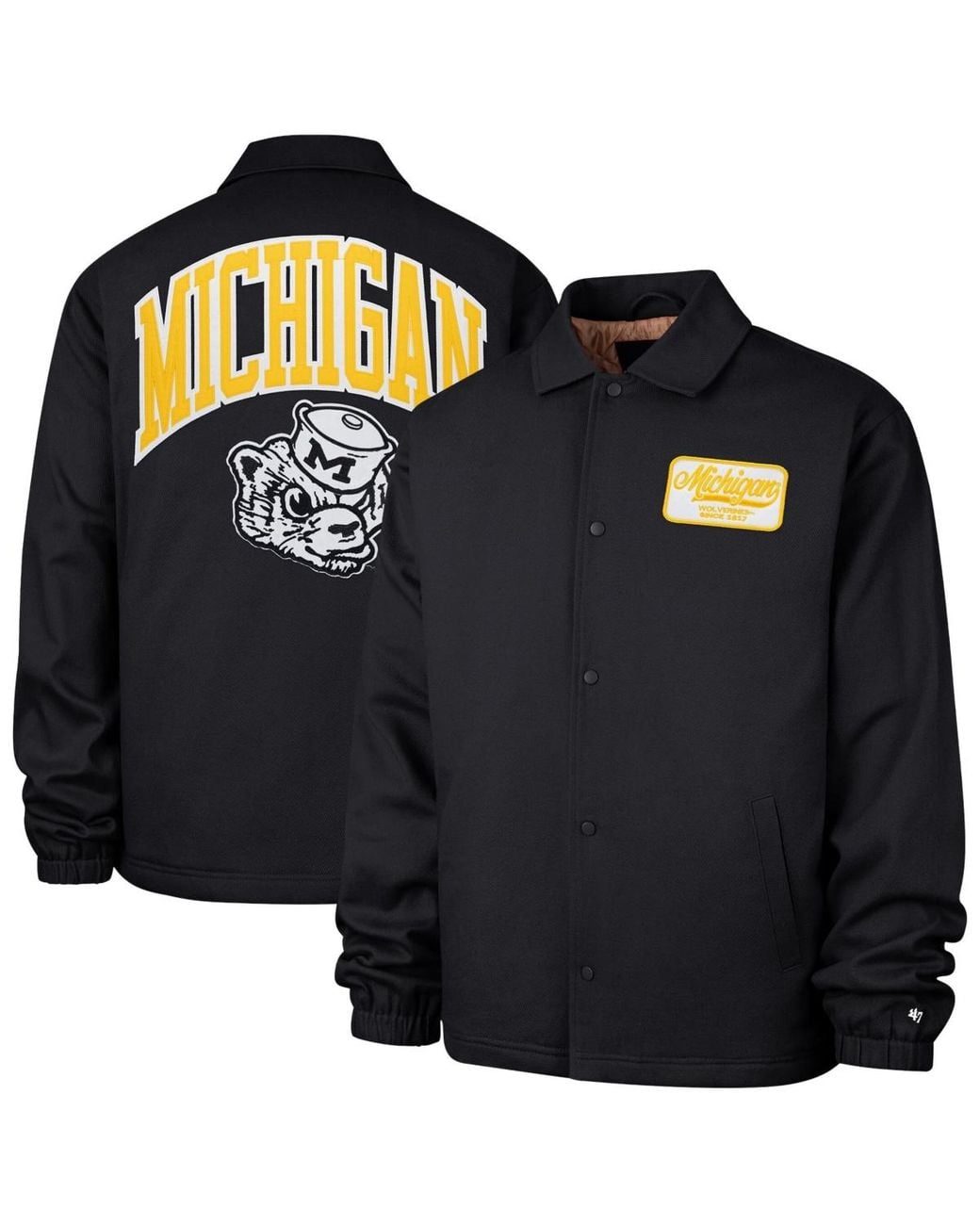 '47 Black Michigan Wolverines Retread Full-snap Coaches Jacket for men