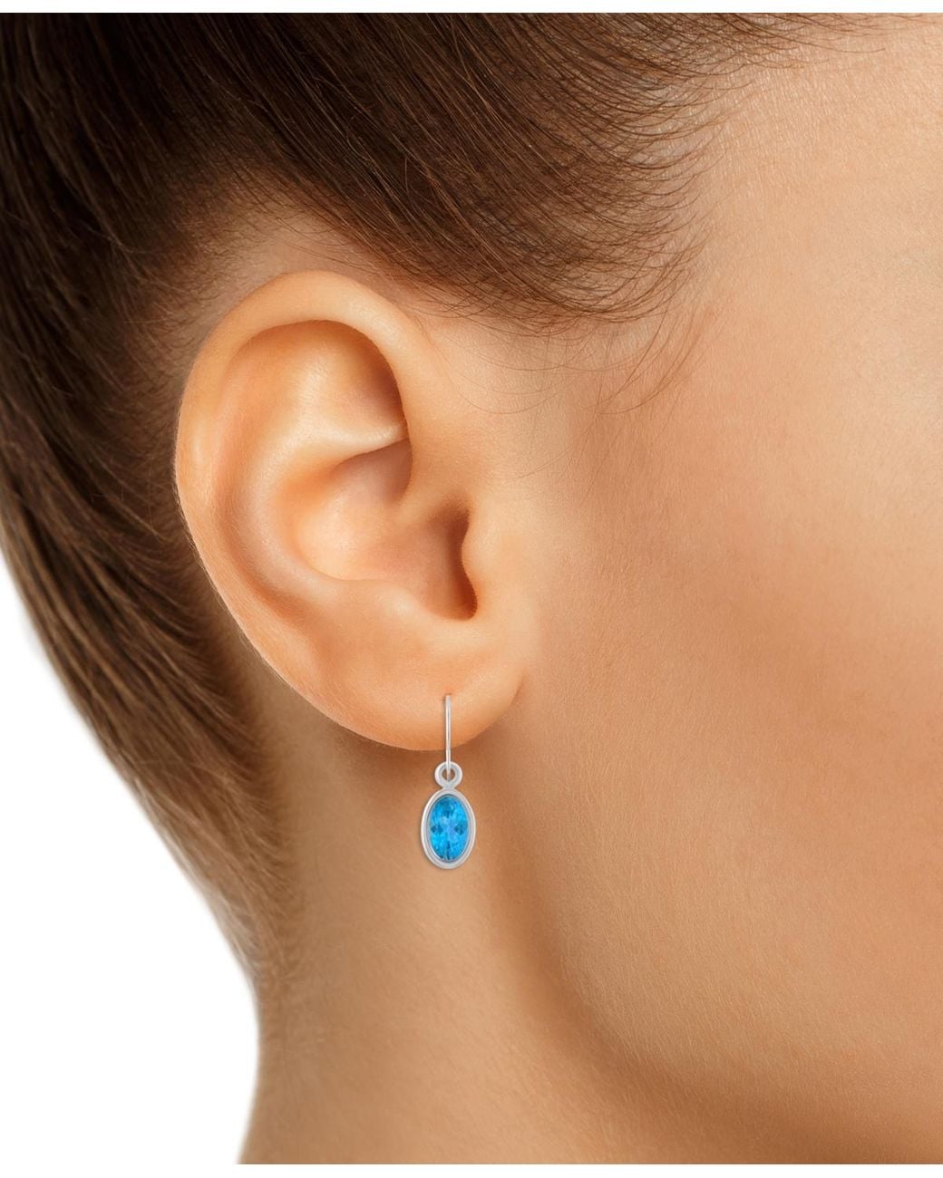 Macy's Blue Oval Gemstone Drop Earrings