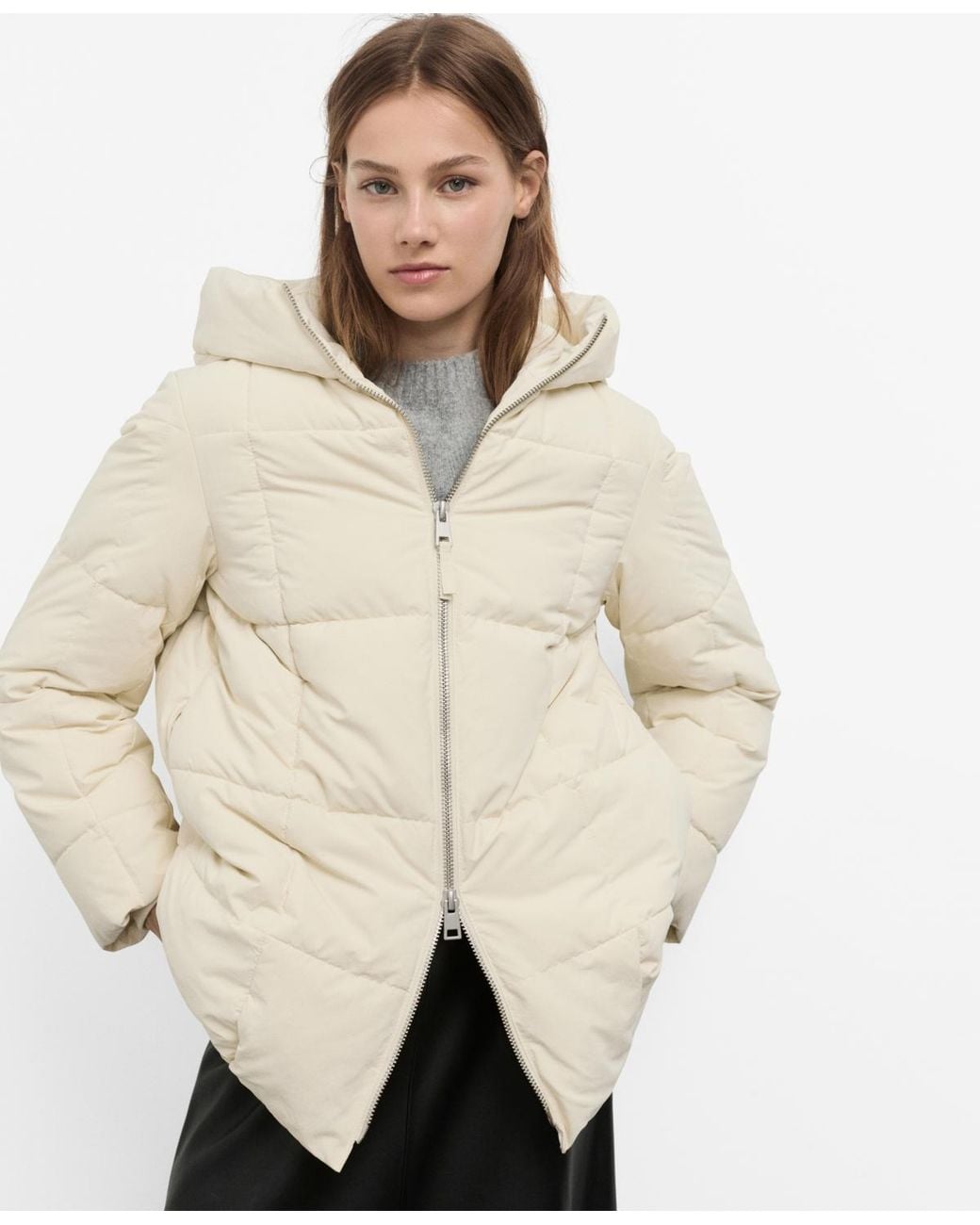 Mango Natural Hood Puffer Coat