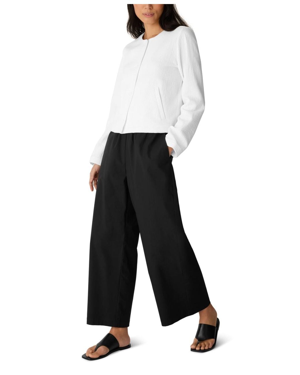 Eileen Fisher White Eileen Fisher Round Neck Jacket