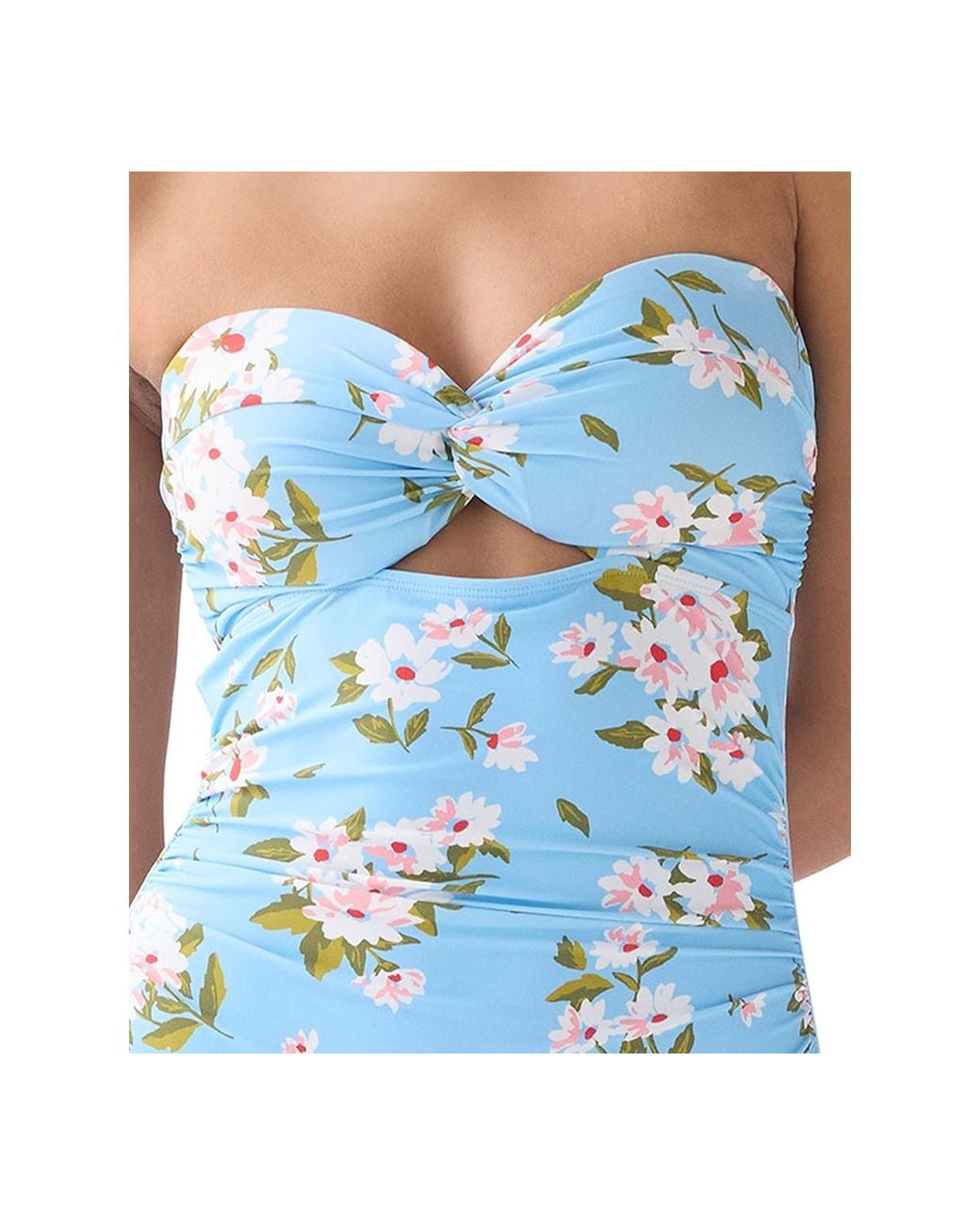 bandeau swimsuit one piece Kate Spade Bandeau Neck Onepiece Swimsuit in Blue Lyst