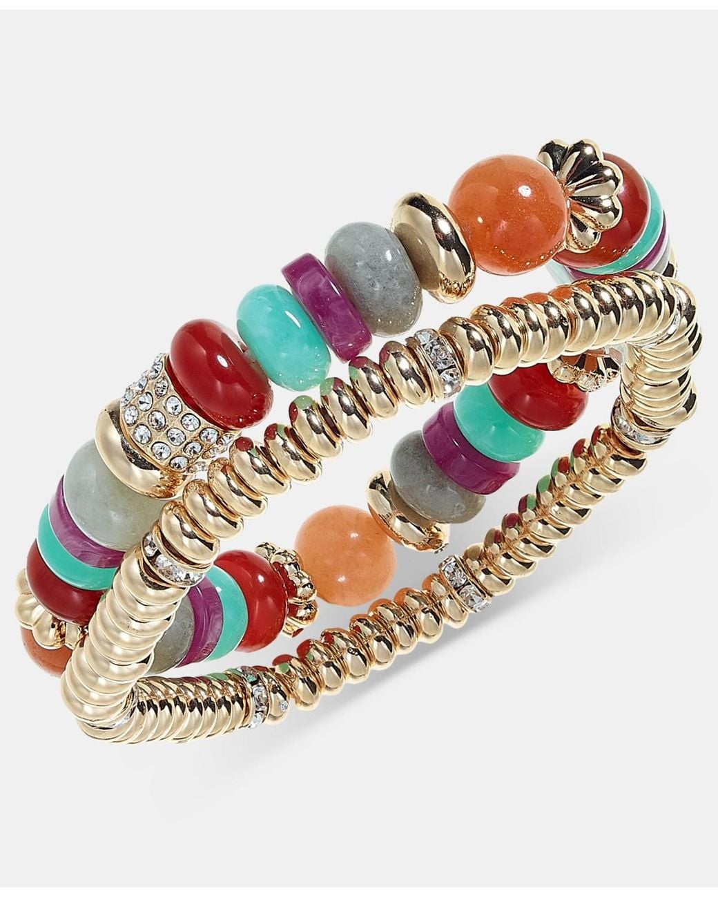 On 34th White 2-pc. Set Beaded Stretch Bracelets